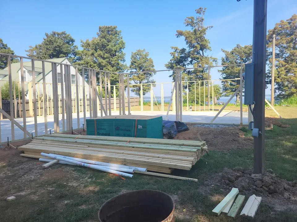 In progress photo 3: Garage pad and building
