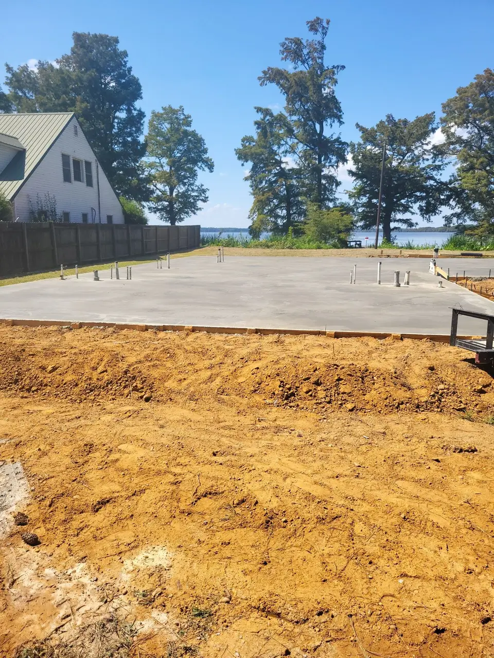 Concrete slab poured on the finished pad